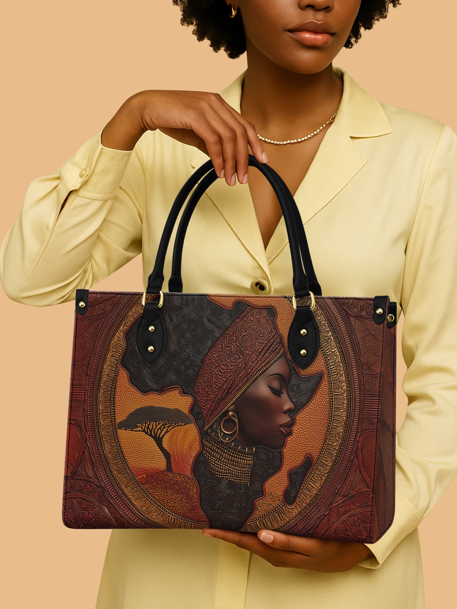 Black Women In Desert Leather Handbag African Themed Mother's Day Gifts For Mom