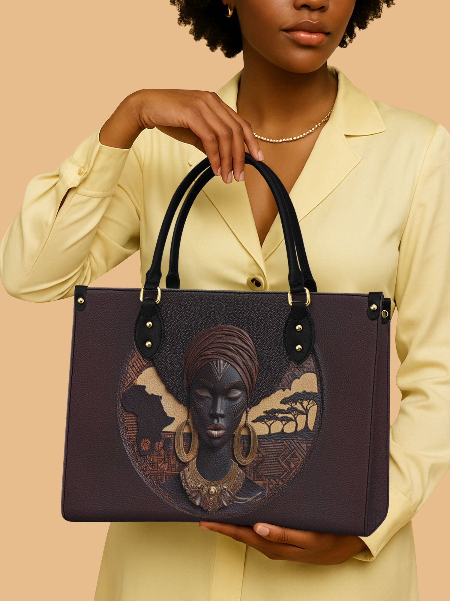Black Women Leather Handbag African American Themed Mother's Day Gifts For Women