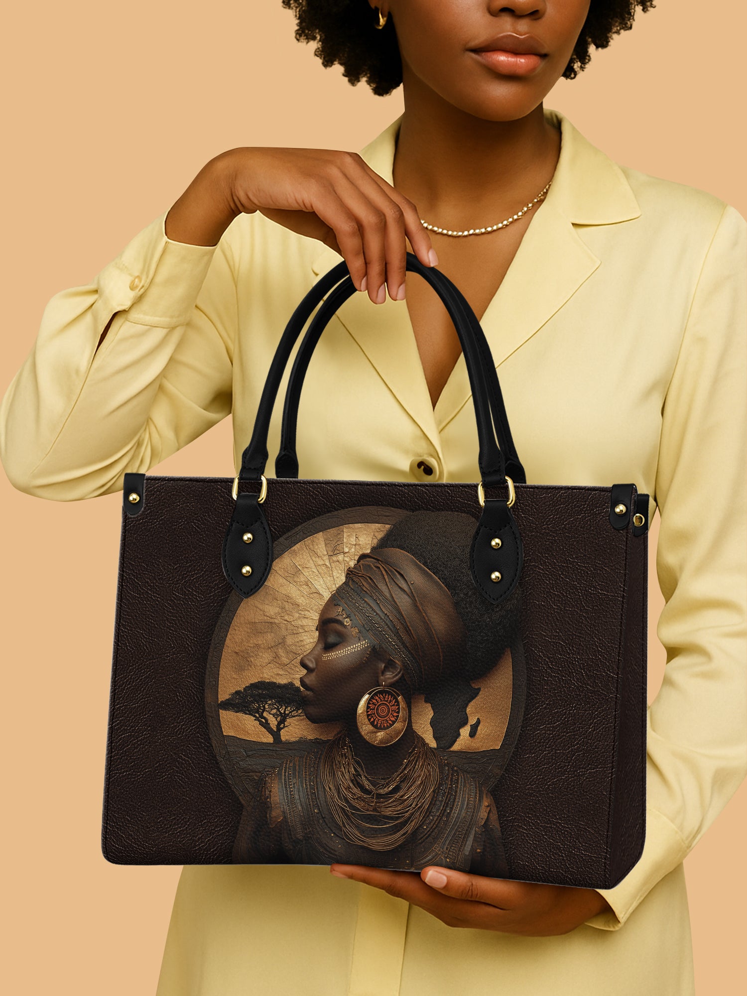 Black Women Leather Handbag African Spirit Themed Mother's Day Gifts For Black Women
