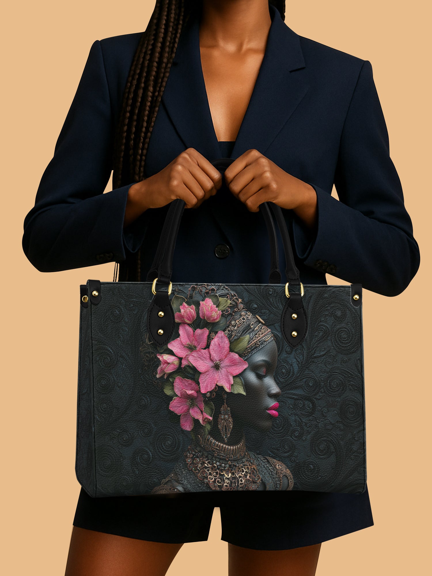 Black Women Leather Handbag Azalea Eclipse Flowers African American Heritage Month Gifts