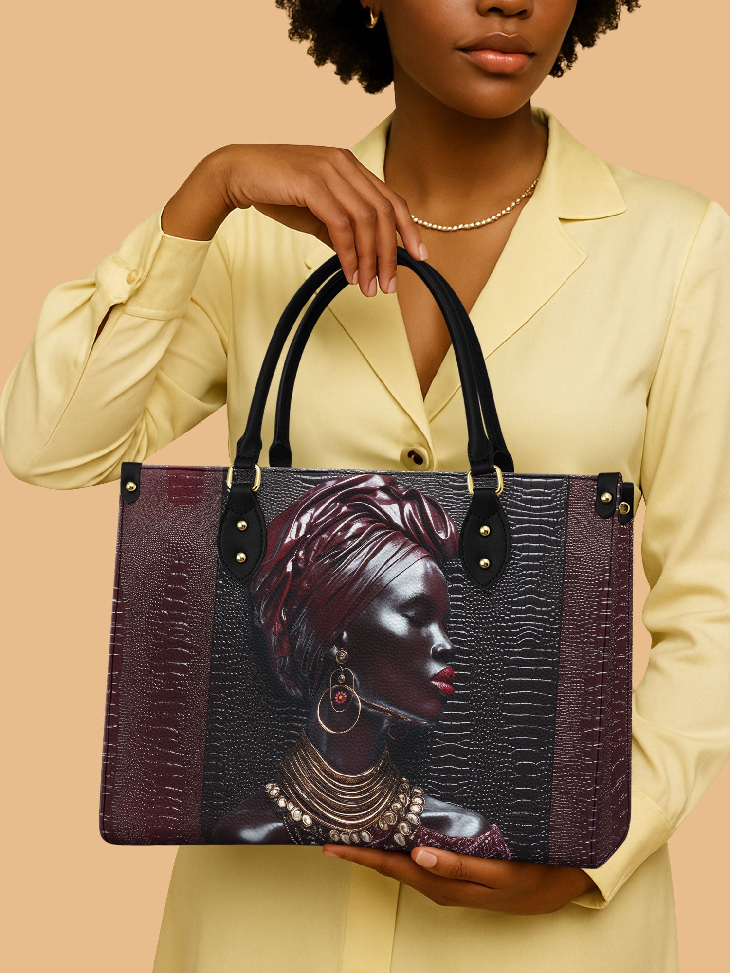Black Women Leather Handbag Color Kings And Queen Themed African American Gifts For Women
