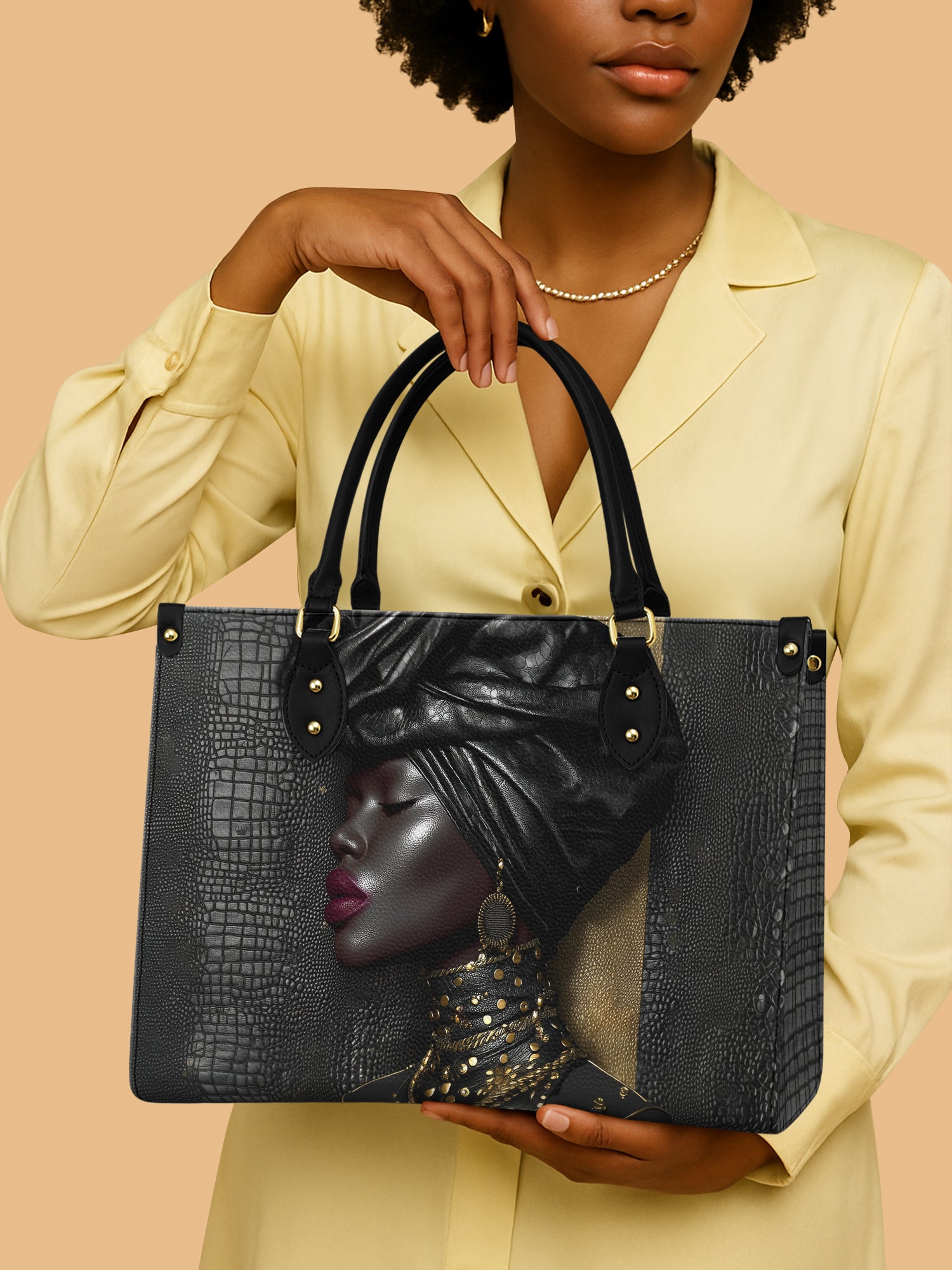 Black Women Leather Handbag Color Queen Themed African American Gifts For Wife