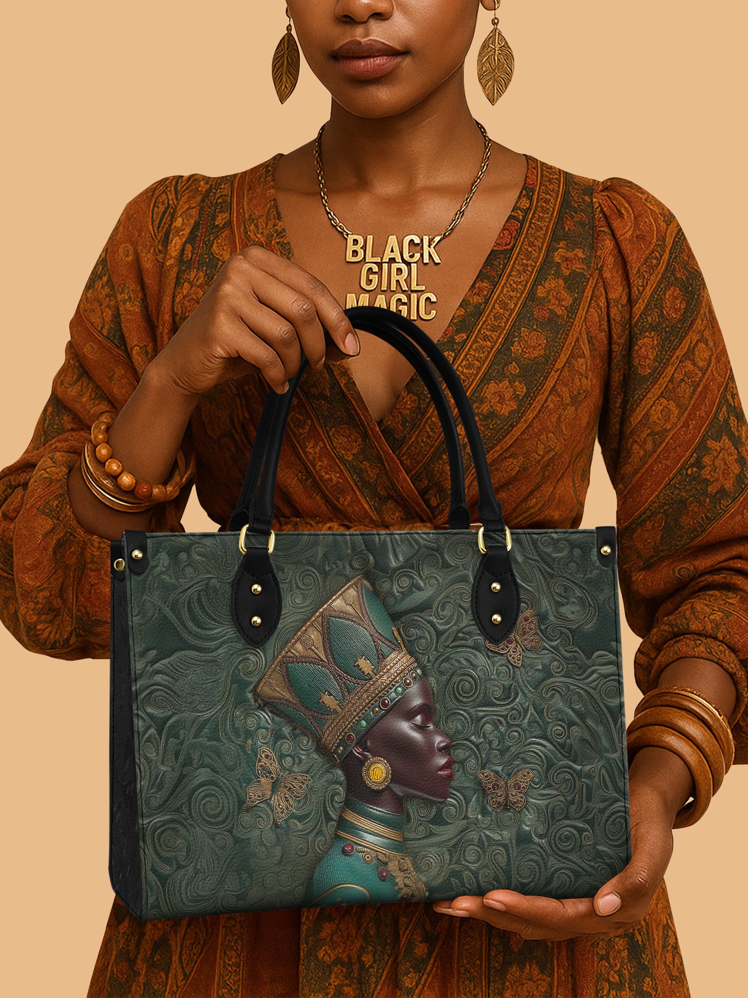 Black Women Leather Handbag Color Queen Themed African American Gifts For Women