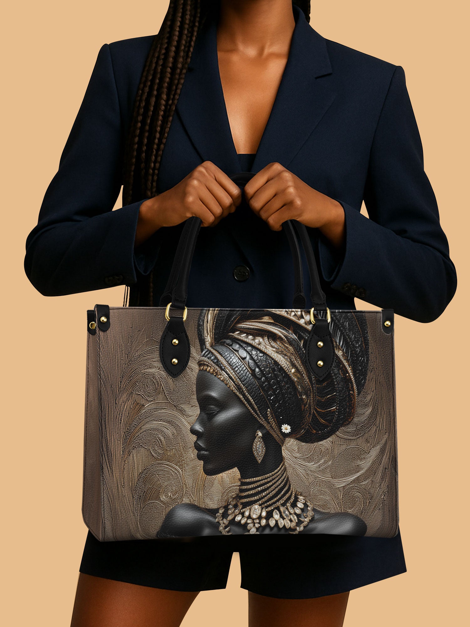 Black Women Leather Handbag Queen Themed Melanin Black Women Gift Ideas