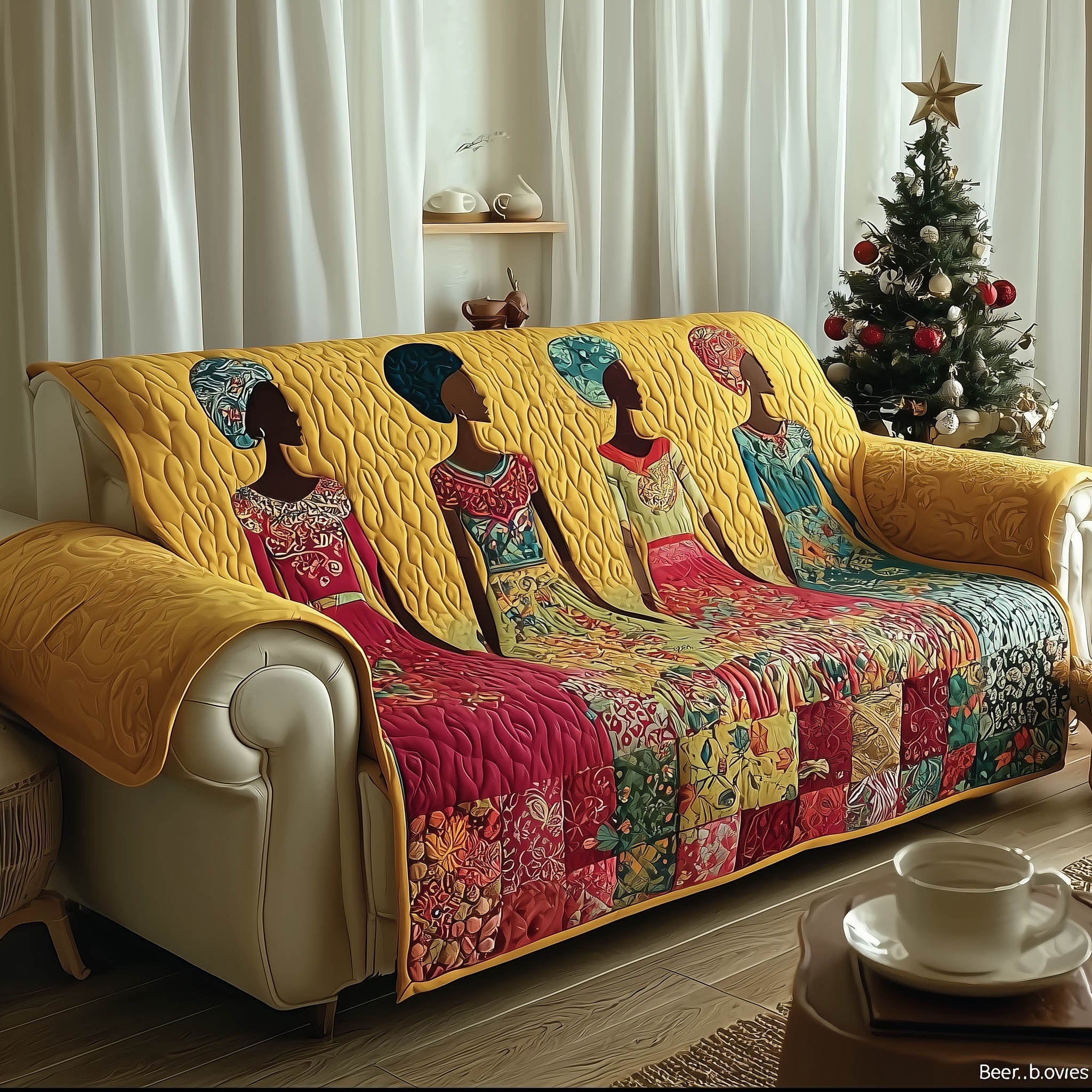 Black Women Quilted Sofa Cover Minimalist Melanin African American Gifts For Women