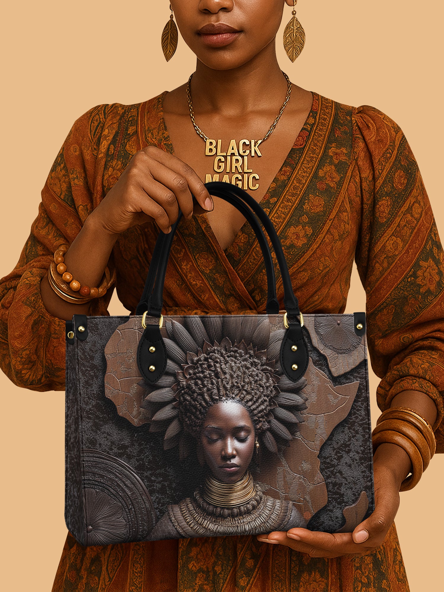 Black Women Wearing Bisa Crown Leather Handbag Best African American Gift Ideas For Wife