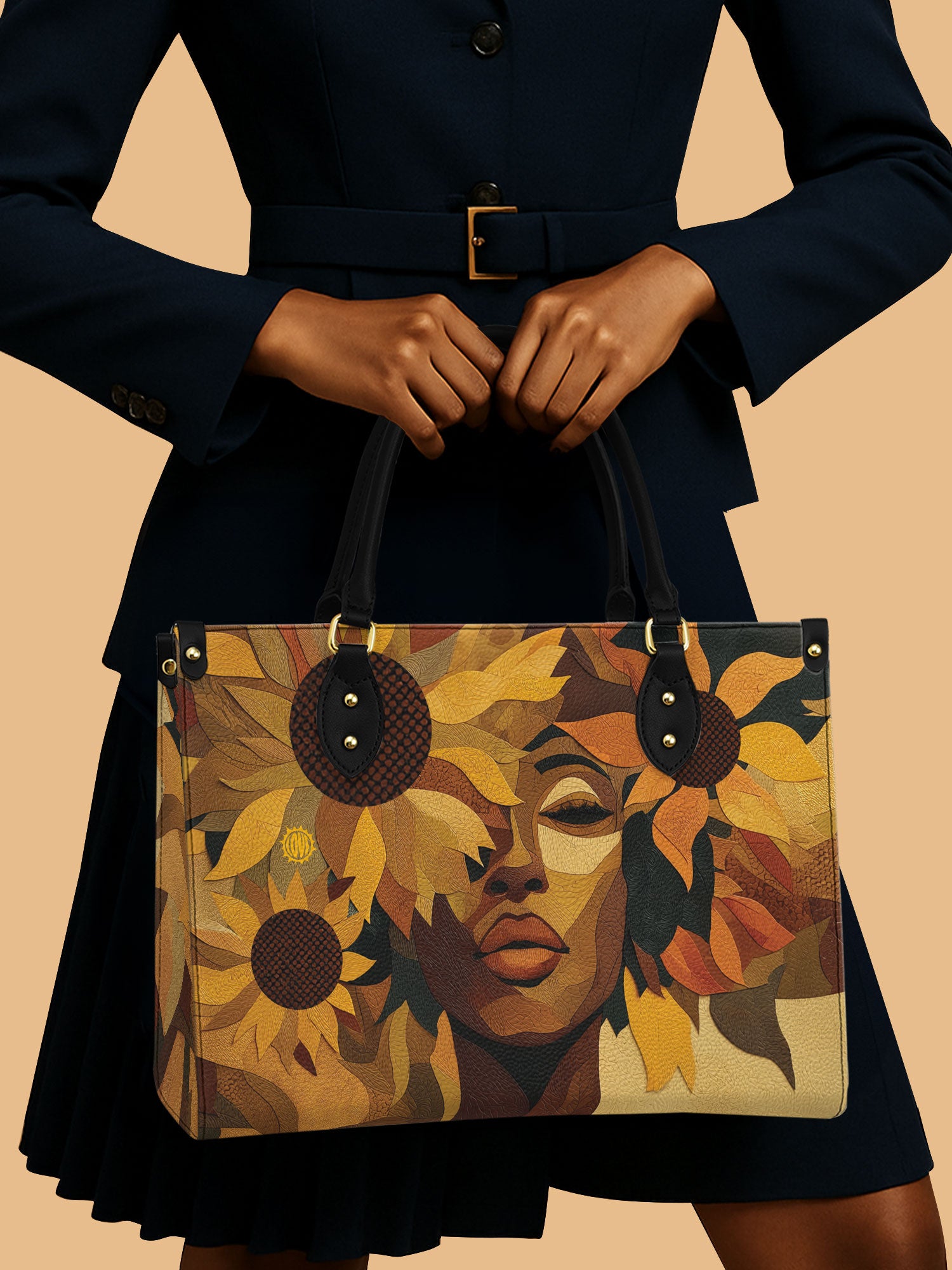 Black Women With Sunflower Leather Handbag  Melanin Black Women Gifts For Sister