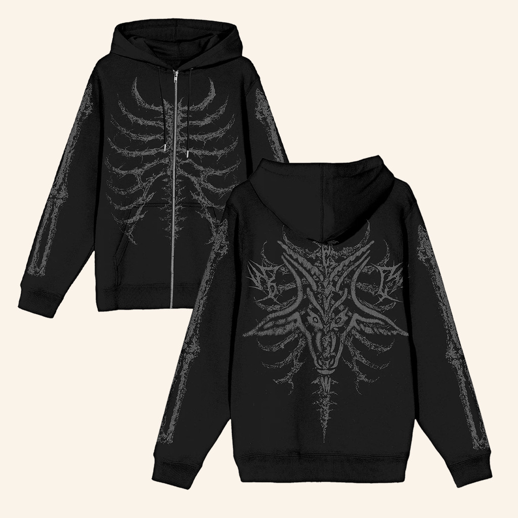 Blackcraft Cult Merch Baphomet Skeleton Zip Up Hoodie Dad Christmas Gifts