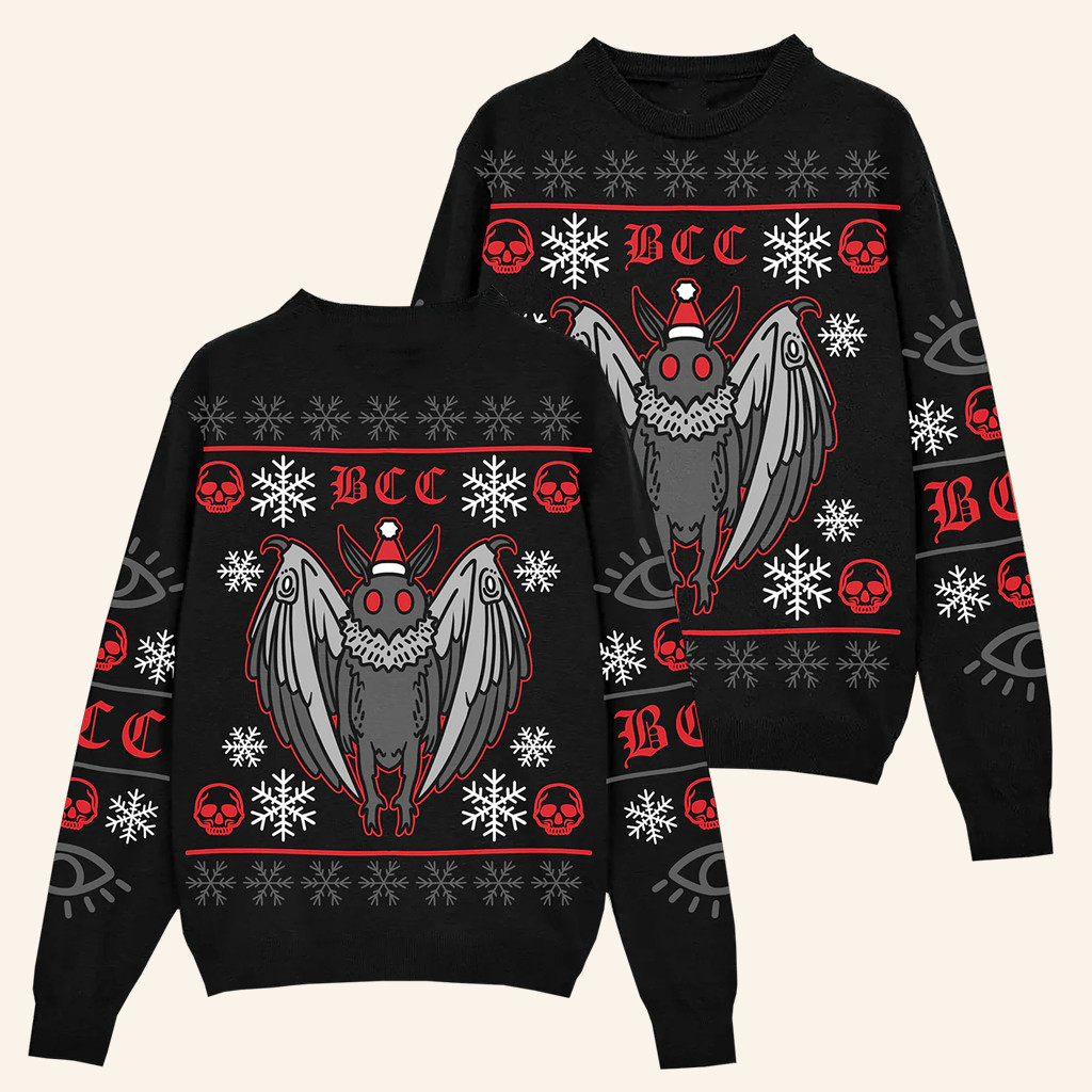 Blackcraft Cult Merch Spooky Mothman Holiday Sweater Xmas Gifts For Him Blackcraft Cult Merch Spooky Mothman Holiday Sweater Xmas Gifts For Him