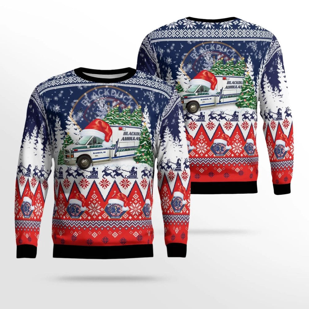 Blackduck Ambulance Ugly Sweater Unisex Christmas Gift from Blackduck, Minnesota