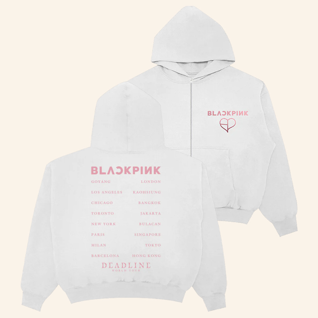 BLACKPINK Merch BLACKPINK Foil Zip Hoodie White Birthday Present For Sister