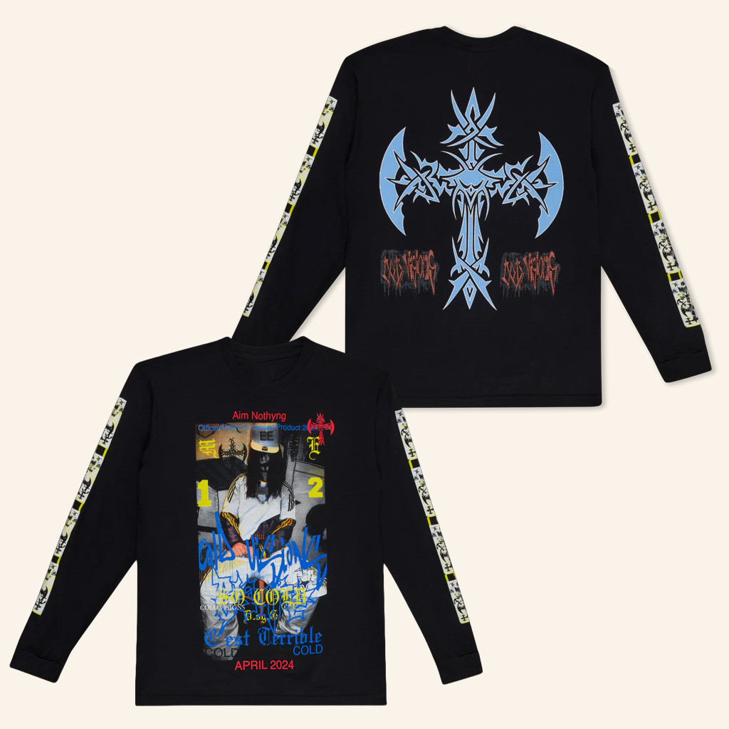 Bladee Merch Cold Visions Aim Nothyng Black Long Sleeve T-Shirt Gifts For Music Fans
