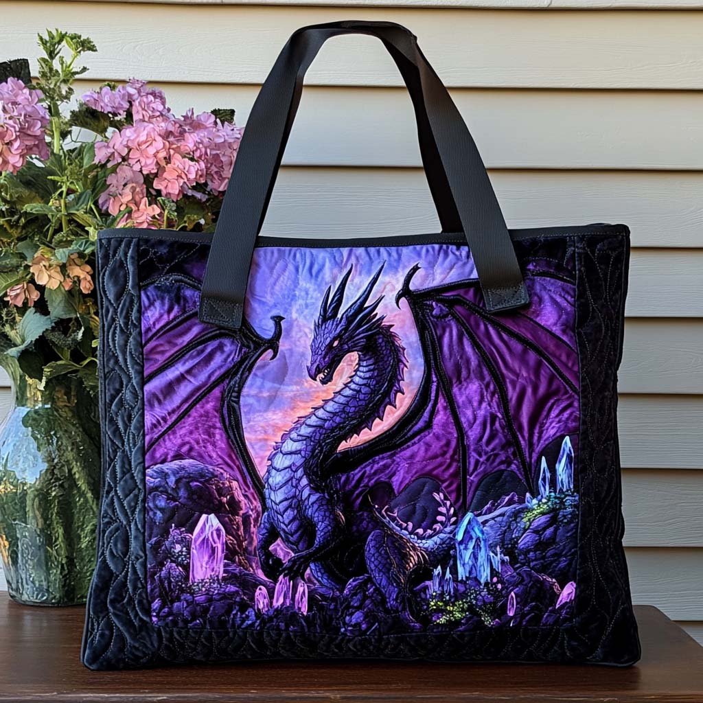 Blazing Dragon Trail Quilted Tote Bag Dragonfly Gift Items