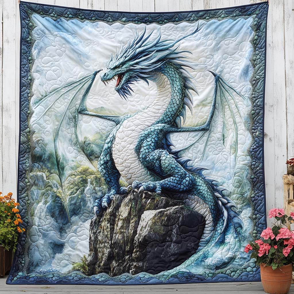 Blazing Majesty Quilted Blanket Cool Throw Blanket Dragon Themed Gifts