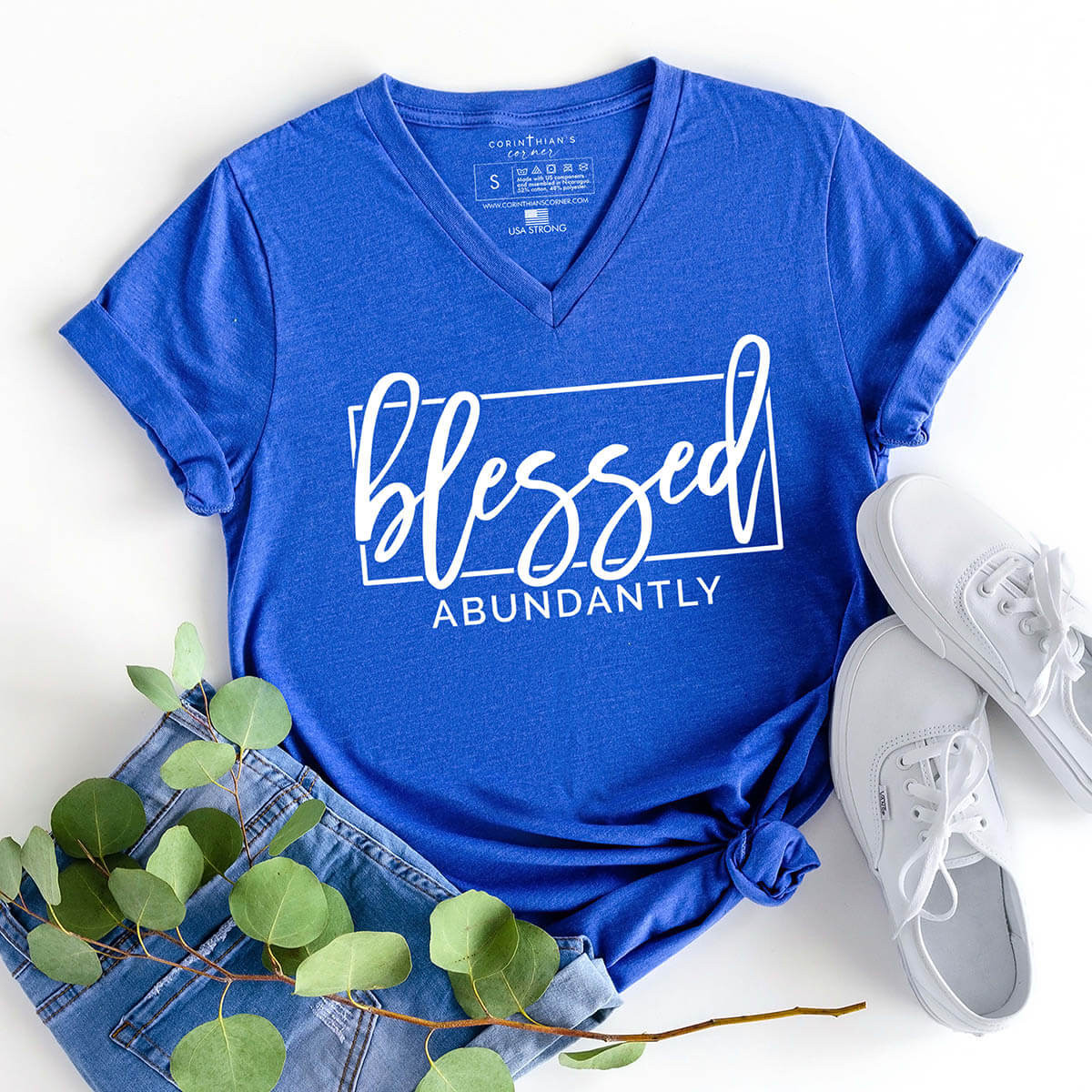 Blessed Abundantly V-Neck Shirt Gift For Women