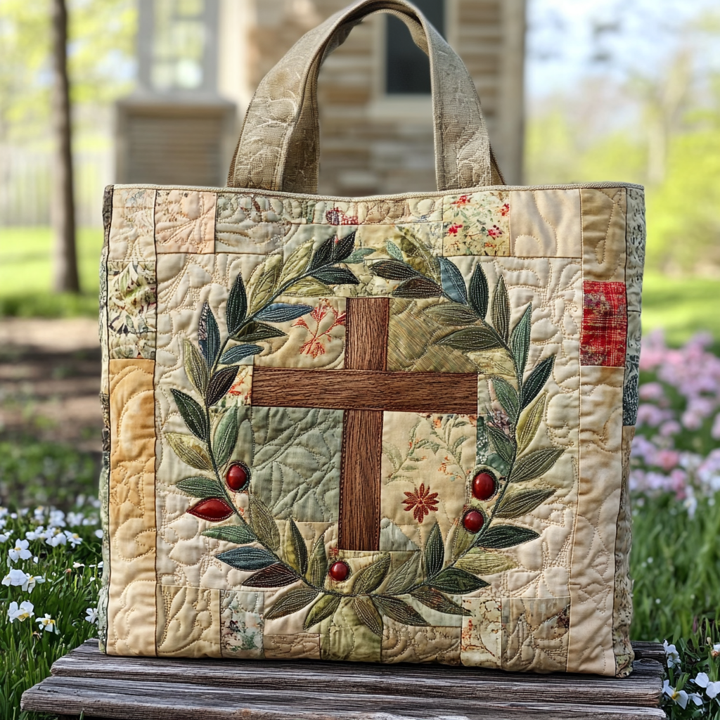 Blessed Geometry Quilted Tote Bag Christian Wedding Gifts
