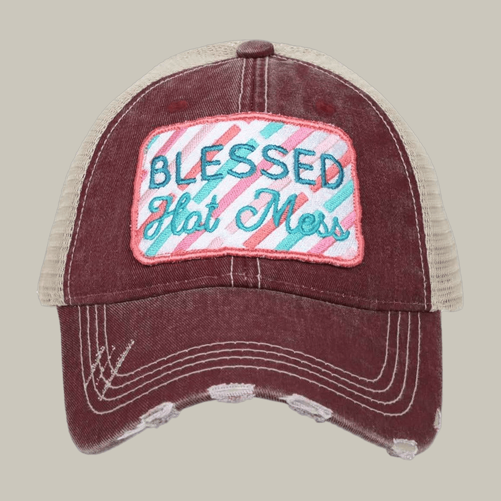 Blessed Hot Mess Vintage Trucker Hat Katydid Trucker Unique Gift For Best Friends
