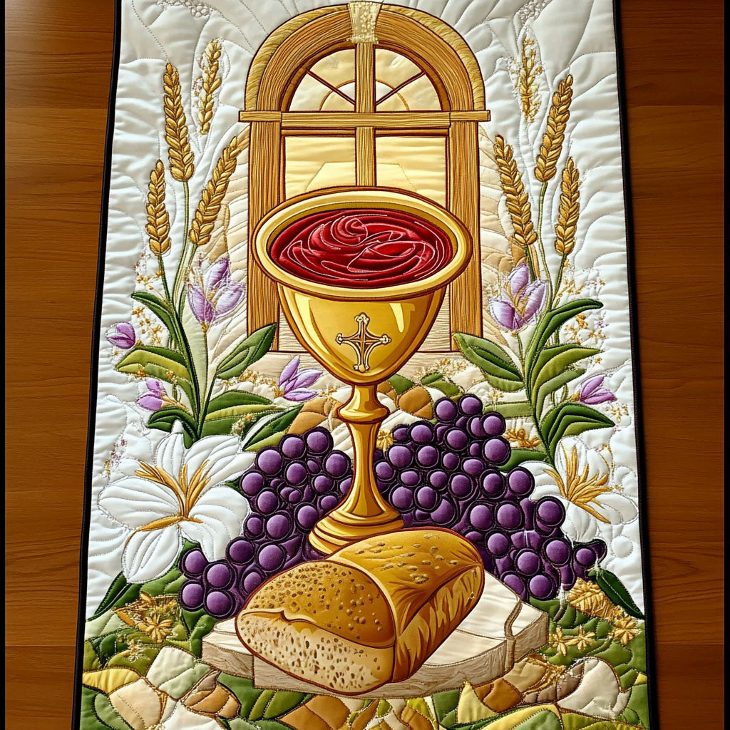 Blessed Offering Quilted Table Runner Christmas Themed Table Runner Presents For Christians