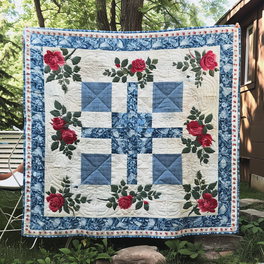 Blessed Roses Garden Quilted Blanket Unique Christian Gifts