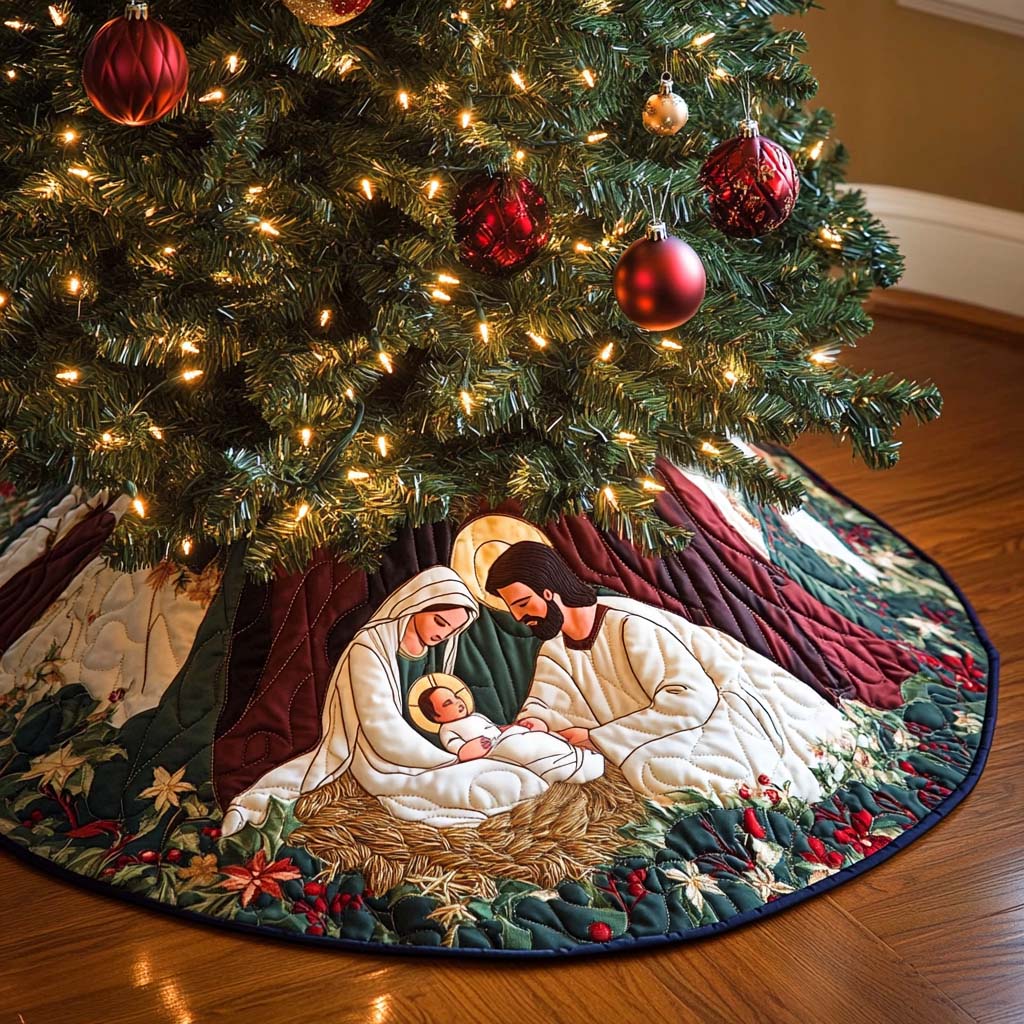 Blessed Unity Christmas Quilted Tree Skirt Merry And Bright Holiday Decor