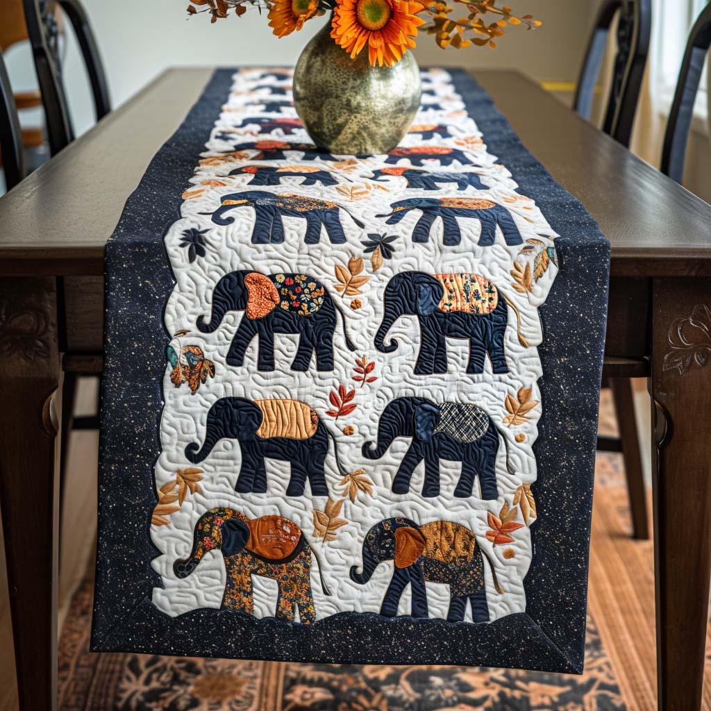 Blessing of Giants Quilted Table Runner Dinner Table Decor Elephant Gifts For Him
