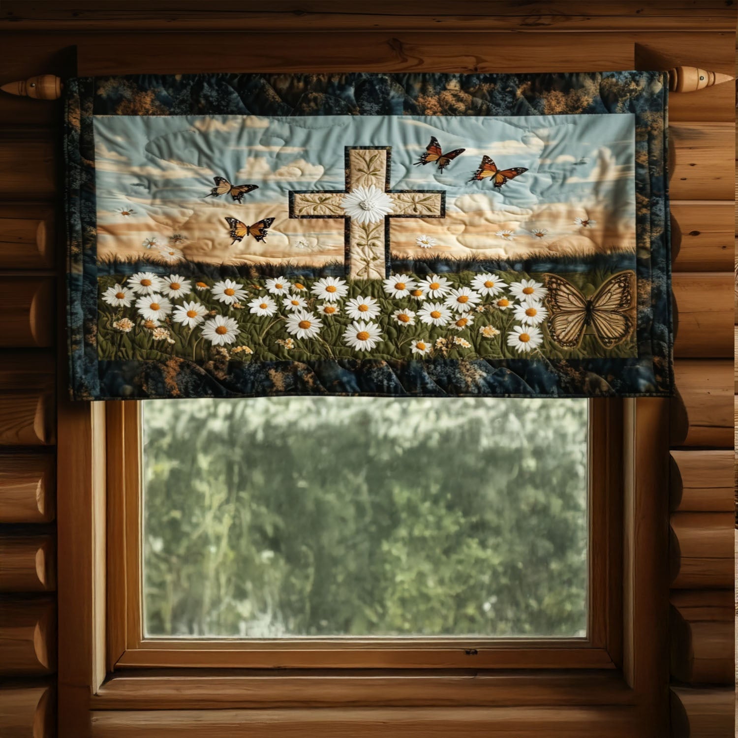 Blessings in Bloom Quilted Valance Christian Handmade Quilted Valance Christian Gifts For Dad