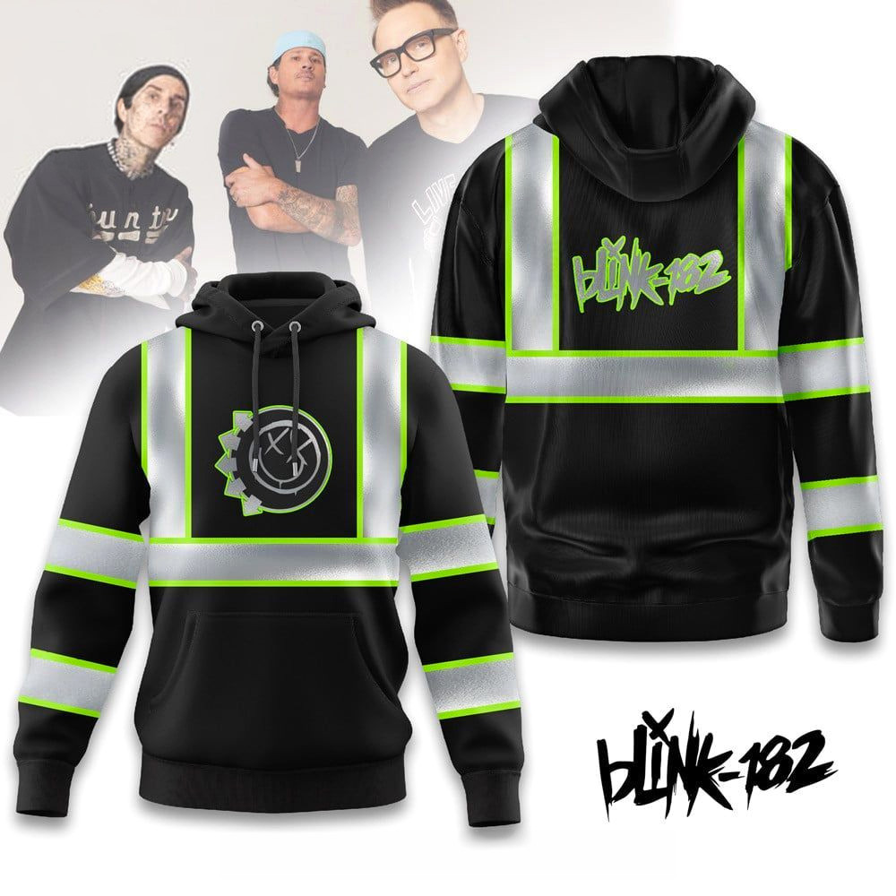 Blink-182 Hi-Vis Safety Hoodie Blink-182 Merch Gift Ideas For Rock Band Fans