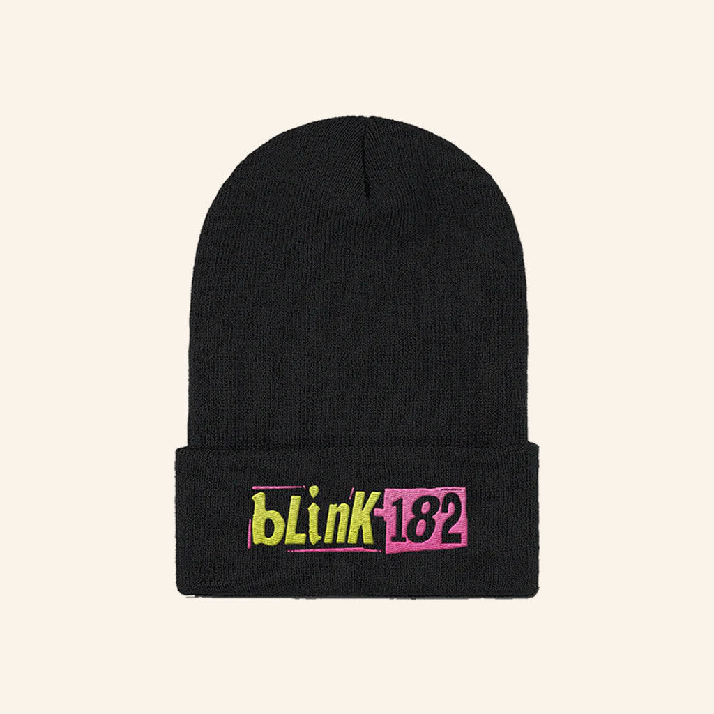 Blink 182 Merch Black Logo Beanie Embroidered Gifts For Friends Blink 182 Merch Black Logo Beanie Embroidered Gifts For Friends