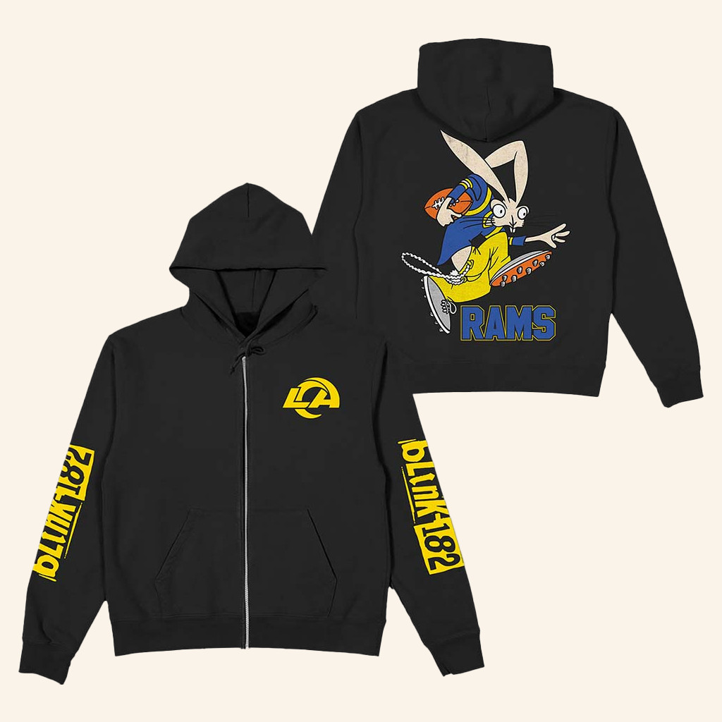 Blink 182 Merch Blink 182 X LA Football Wide Receiver Zip Hoodie Best Gifts For Football Lovers