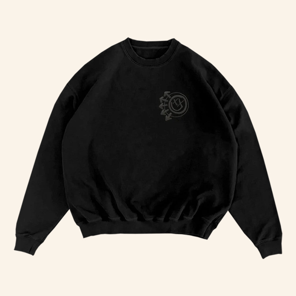 Blink 182 Merch Logo Black Crewneck Sweatshirt Gift Ideas For Music Lovers Blink 182 Merch Logo Black Crewneck Sweatshirt Gift Ideas For Music Lovers