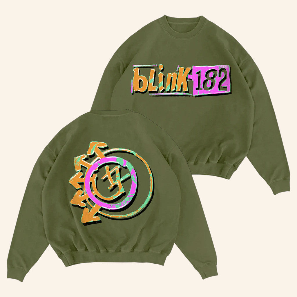 Blink 182 Merch Logo Green Crewneck Sweatshirt Unique Gifts For Music Lovers Blink 182 Merch Logo Green Crewneck Sweatshirt Unique Gifts For Music Lovers