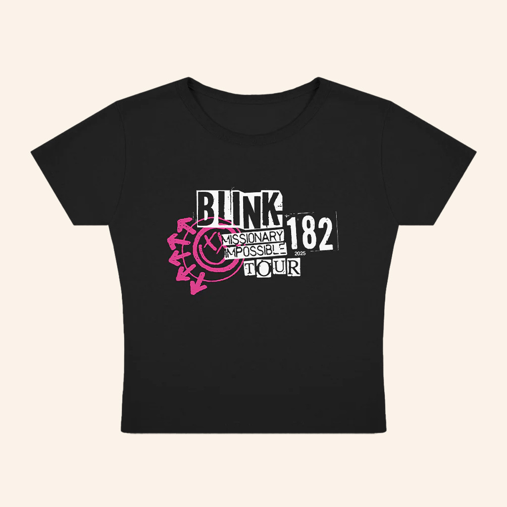 Blink 182 Merch Missionary Impossible Tour Cropped Shirt Music Lover Gift Ideas For Her