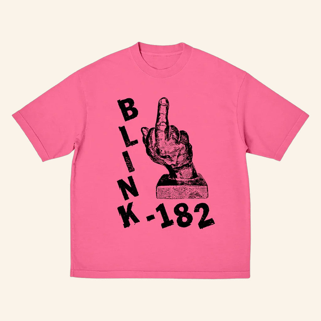 Blink 182 Merch Pink Middle Finger T-Shirt Gifts For Music Enthusiasts Blink 182 Merch Pink Middle Finger T-Shirt Gifts For Music Enthusiasts