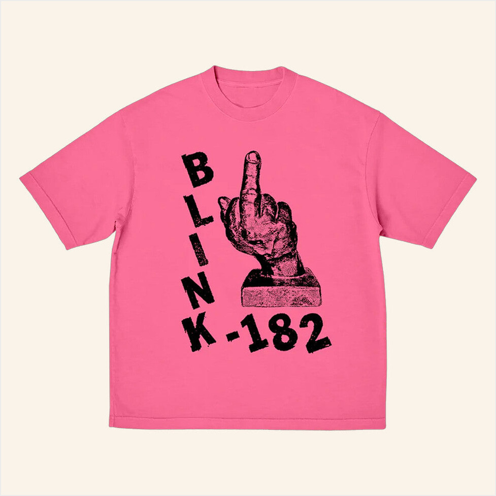 Blink 182 Merch Pink Middle Finger T-Shirt Gifts For Music Enthusiasts Birthday Gifts For Fans