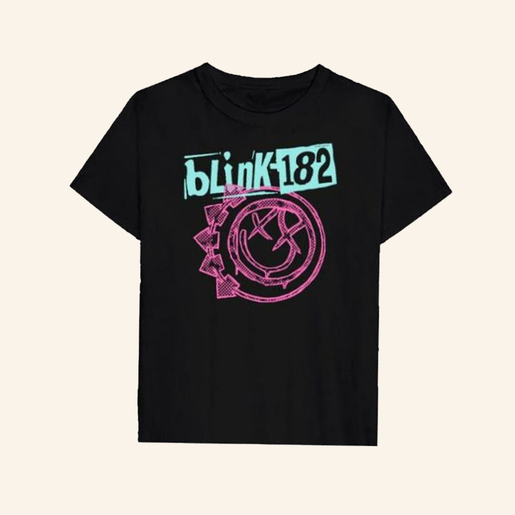 Blink-182 Merch Smiley Black T-Shirt Christmas Presents For Girlfriend Blink-182 Merch Smiley Black T-Shirt Christmas Presents For Girlfriend