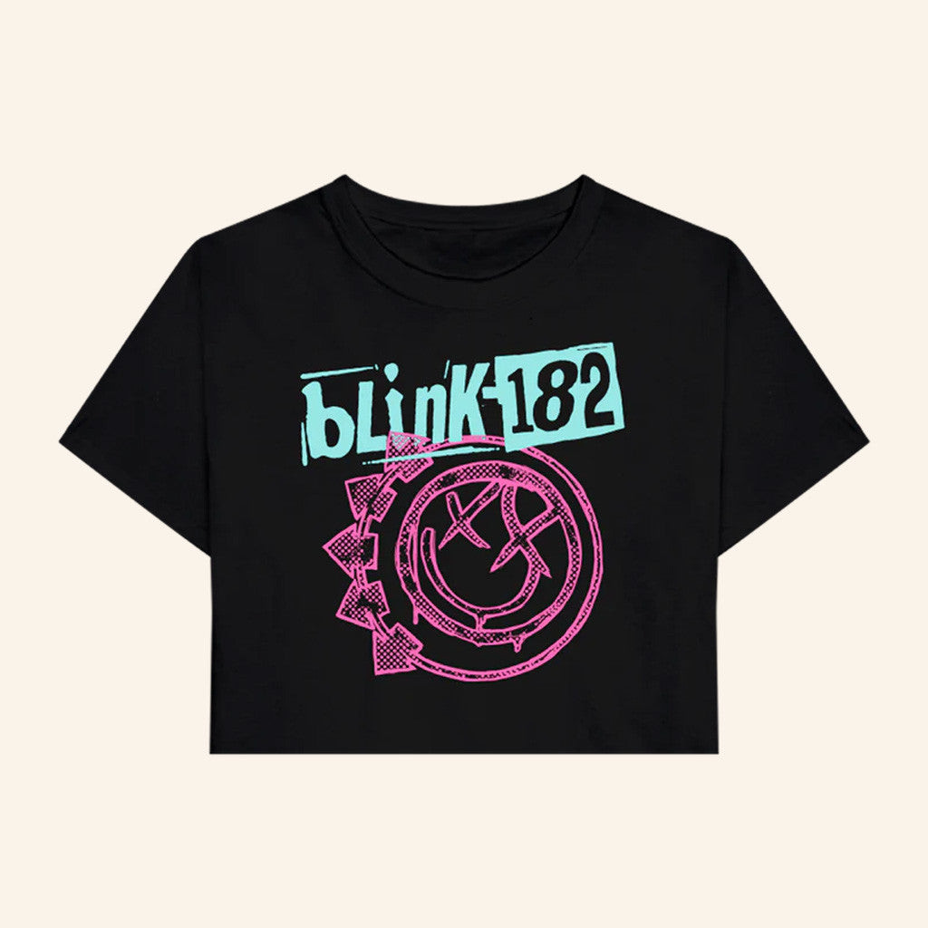 Blink 182 Merch Smiley Cropped T-Shirt Gifts For Girlfriend Blink 182 Merch Smiley Cropped T-Shirt Gifts For Girlfriend