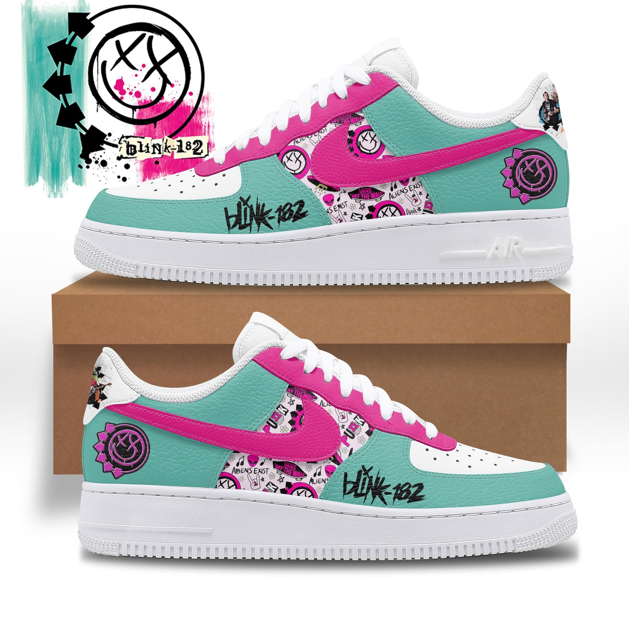 Blink-182 Nike Air Force 1 Shoes Sneakers Merchandise Best Blink-182 Fan Gifts For Him Her