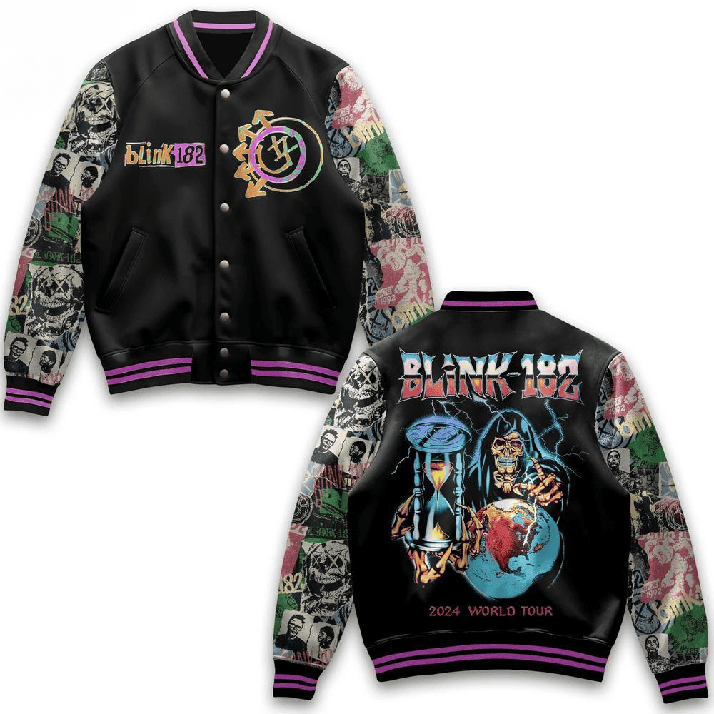 Blink-182 World Tour Baseball Jacket Blink-182 Merch Father In Law Gifts Dad's Day