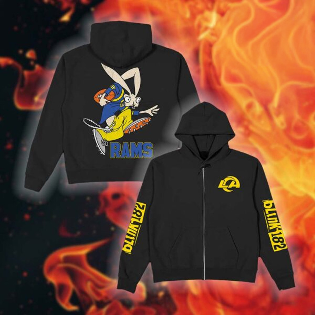 Blink 182 x LA Football Collab Merch Wide Receiver Black Zip Hoodie Gifts For Husband