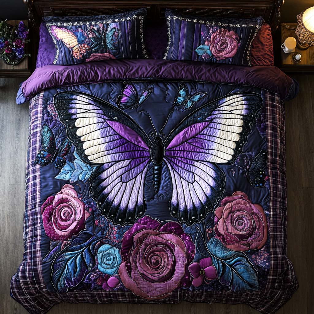 Blissful Butterfly Dance Quilted Bedding Set Aesthetic Room Decor Butterfly Gifts For Ladies