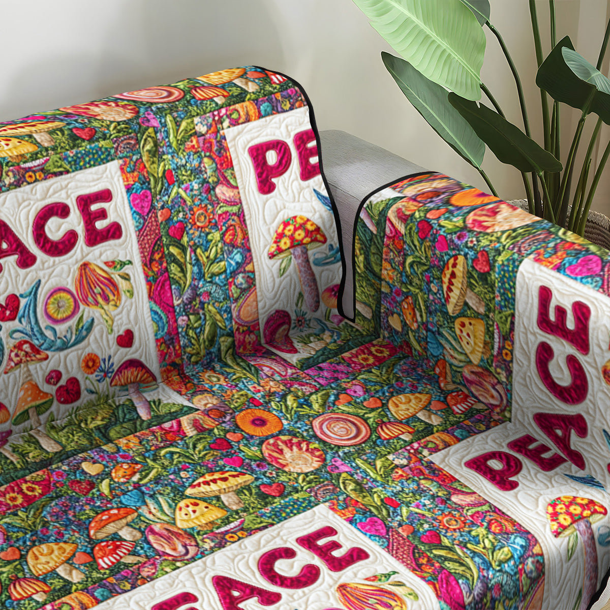 Blissful Peace Quilted Sofa Cover Holiday Couch Covers Gifts For Friends