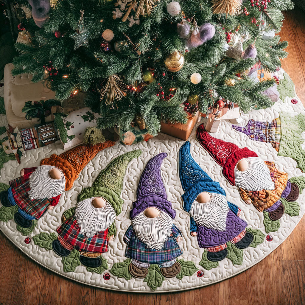 Blizzard Bobble Christmas Quilted Tree Skirt Soft Quilted Tree Skirt Gift for Comfortable Festive Home