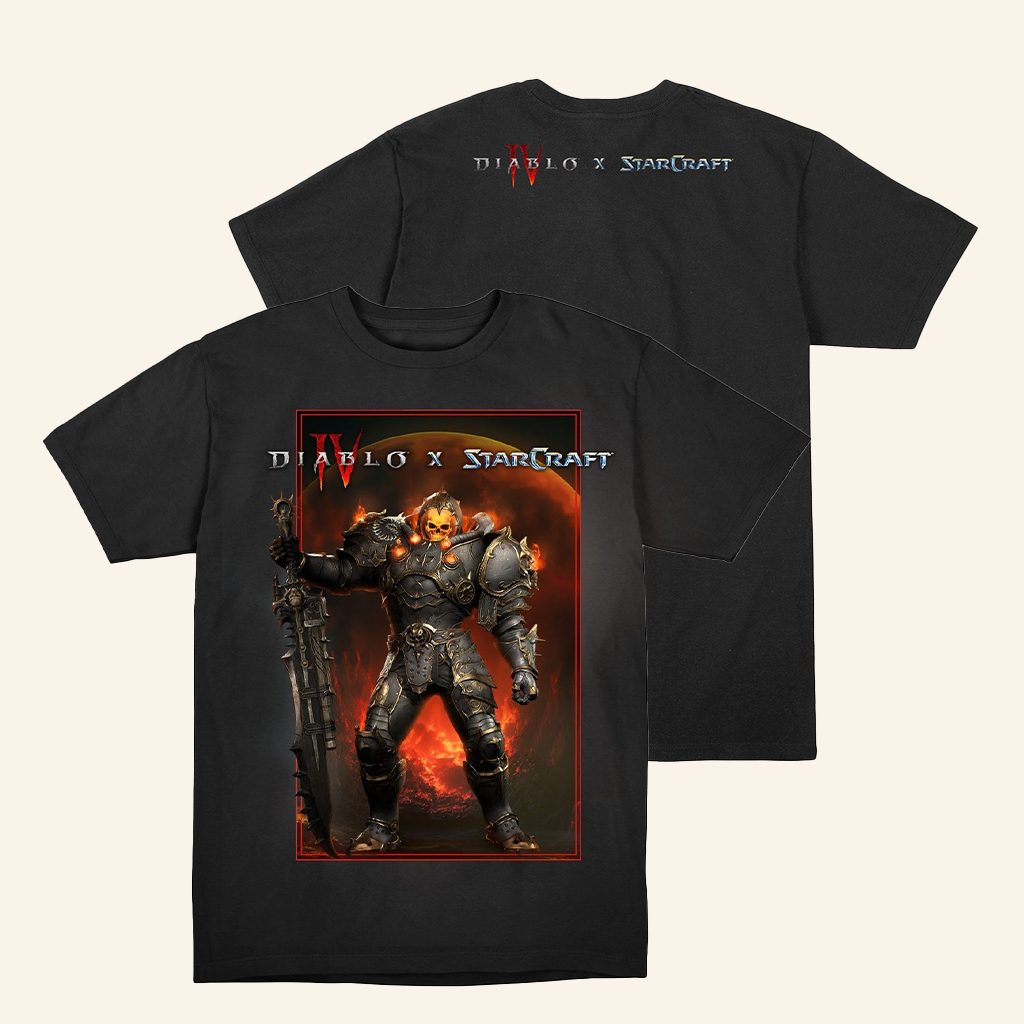 Blizzard Gear Merch Diablo X Starcraft The Rebel Marshall Black T-Shirt Gifts For Boyfriend