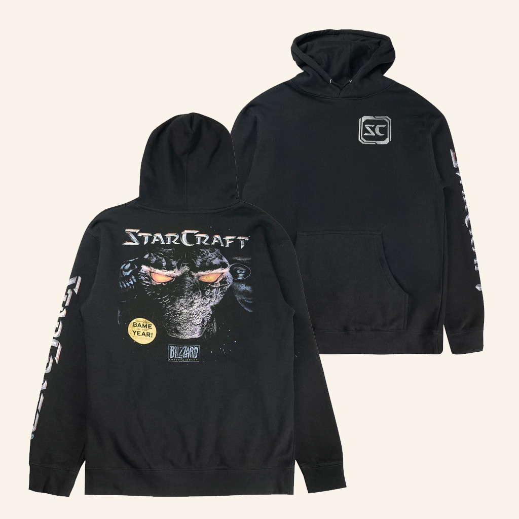 Blizzard Gear Merch Starcraft Box Art Black Hoodie Birthday Gift Ideas For Husband