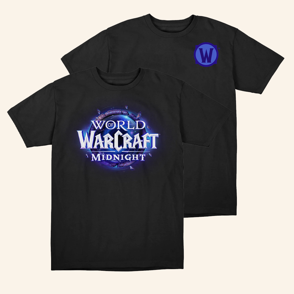 Blizzard Gear Merch World Of Warcraft Midnight Logo Black T-Shirt Gift Ideas For Husband Blizzard Gear Merch World Of Warcraft Midnight Logo Black T-Shirt Gift Ideas For Husband