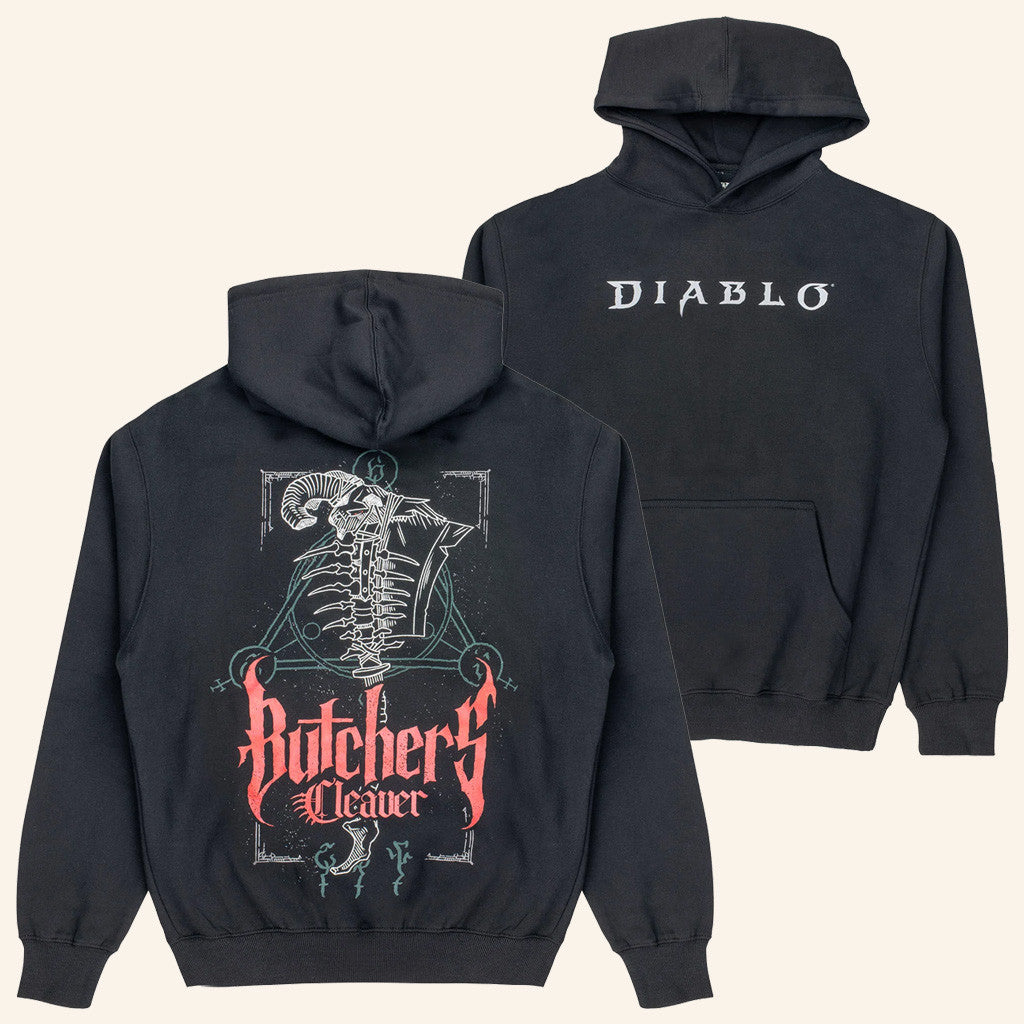 Blizzard Merch Diablo Butcher's Cleaver Black Hoodie Gifts For Friends Blizzard Merch Diablo Butcher's Cleaver Black Hoodie Gifts For Friends