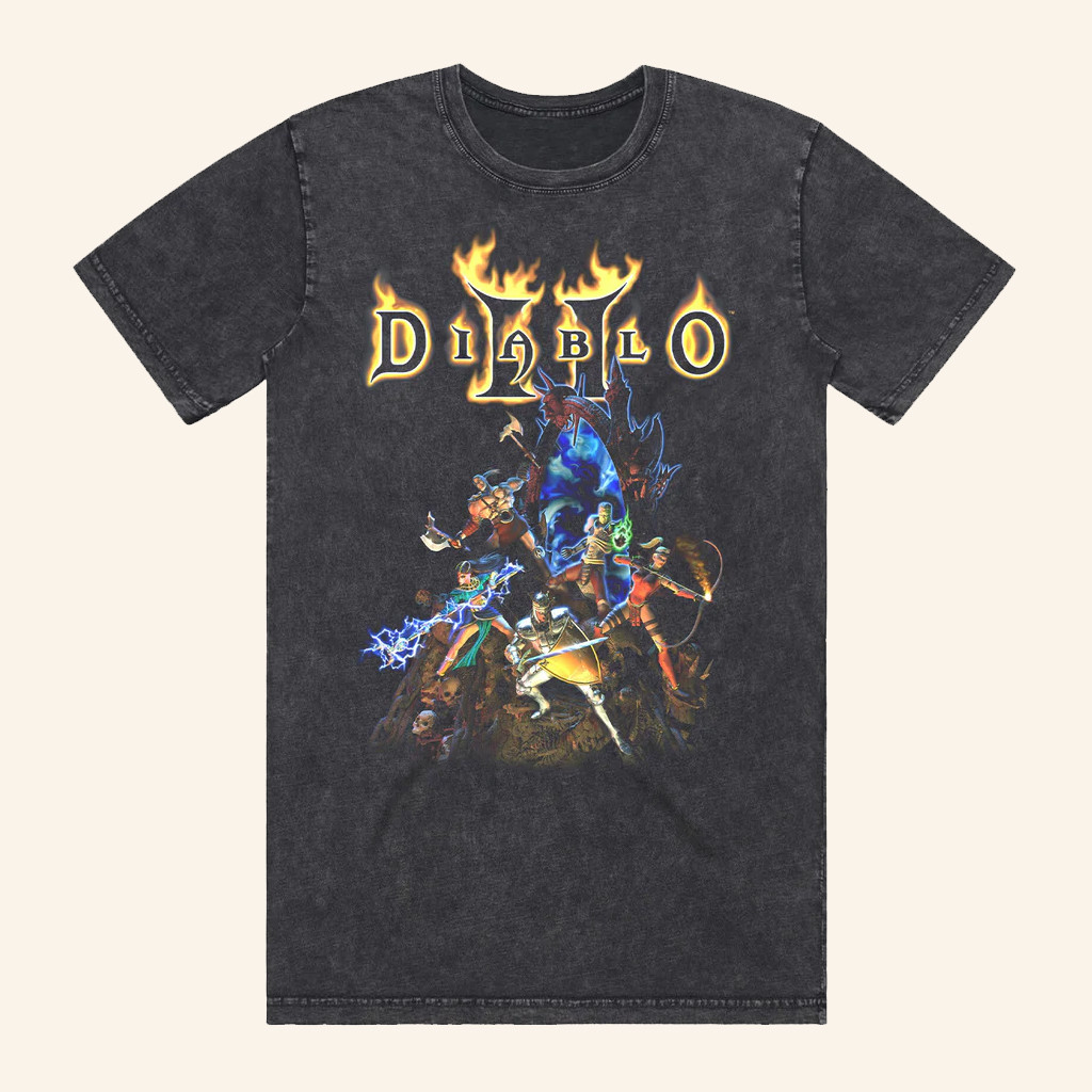 Blizzard Merch Diablo II Infernal Gate Wash T-Shirt Best Birthday Gift For Husband
