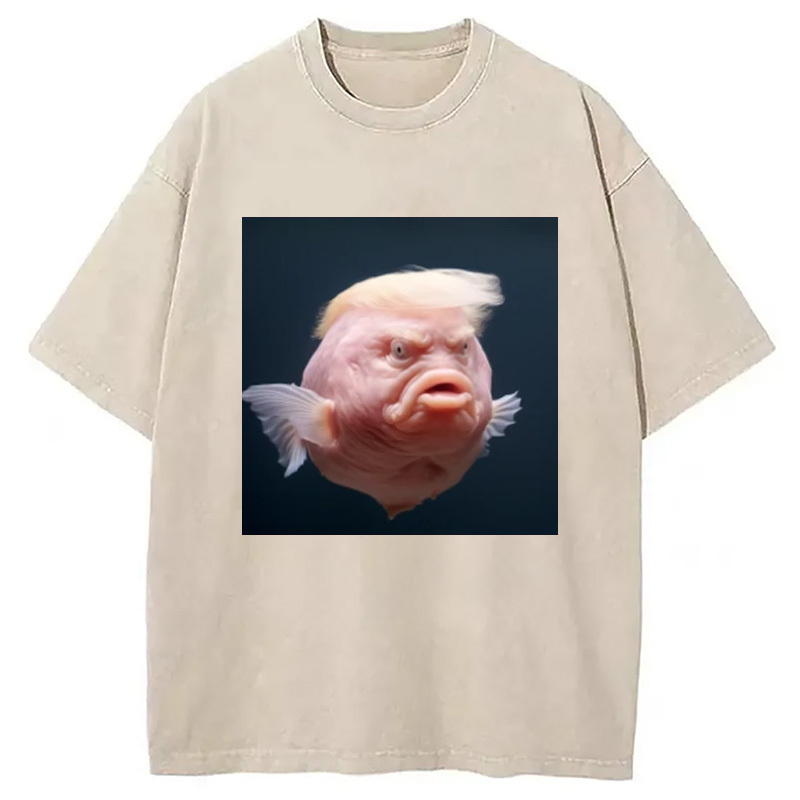 Blob Fish Trump Meme Washed T-Shirt Retro Humor Graphic Top Gifts For Best Friend Blob Fish Trump Meme Washed T-Shirt Retro Humor Graphic Top Gifts For Best Friend