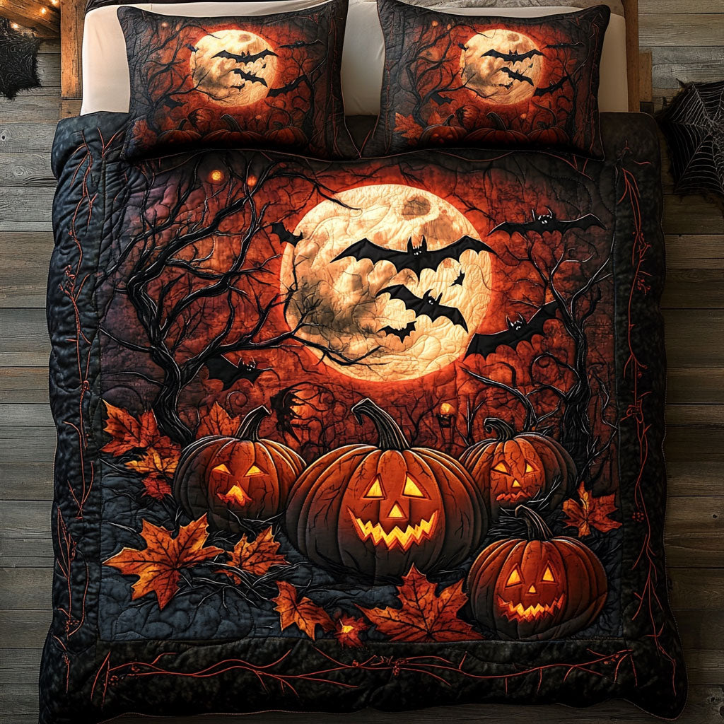 Blood Halloween Night Quilted Bedding Set Duvet Cover Bedspread Gifts For Family