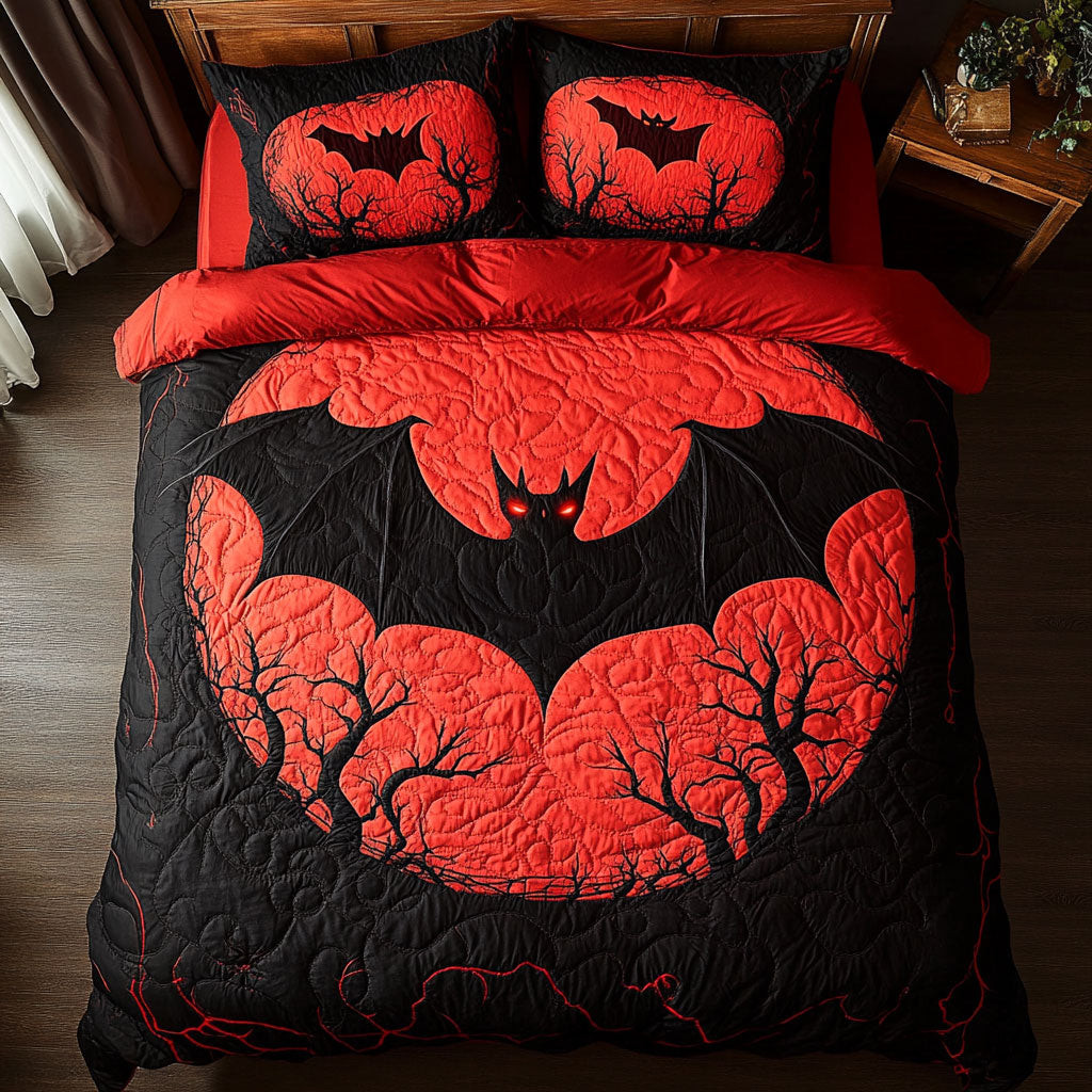 Blood Moon Forest Bat Bedding Set Best Halloween Decoration Gift For Friends and Family